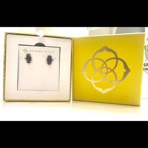 Kendra Scott Gold Earrings in Navy Cats Eye